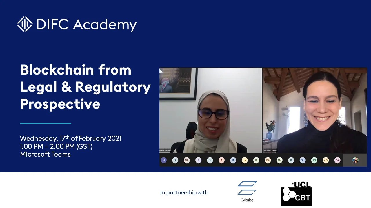 DIFC Academy webinar on blockchain from a legal and regulatory perspective