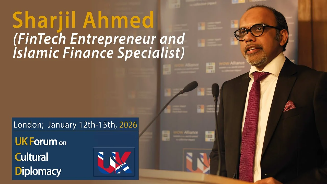 Sharjil Ahmed speaking at the UK Forum on Cultural Diplomacy 2026